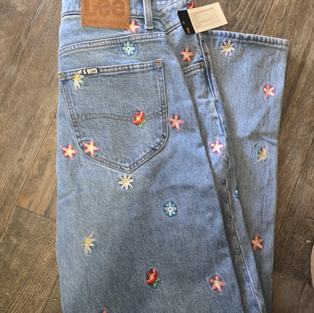 Lee Limited Edition Light Blue Floral Embroidered Jeans The Hundreds Collab